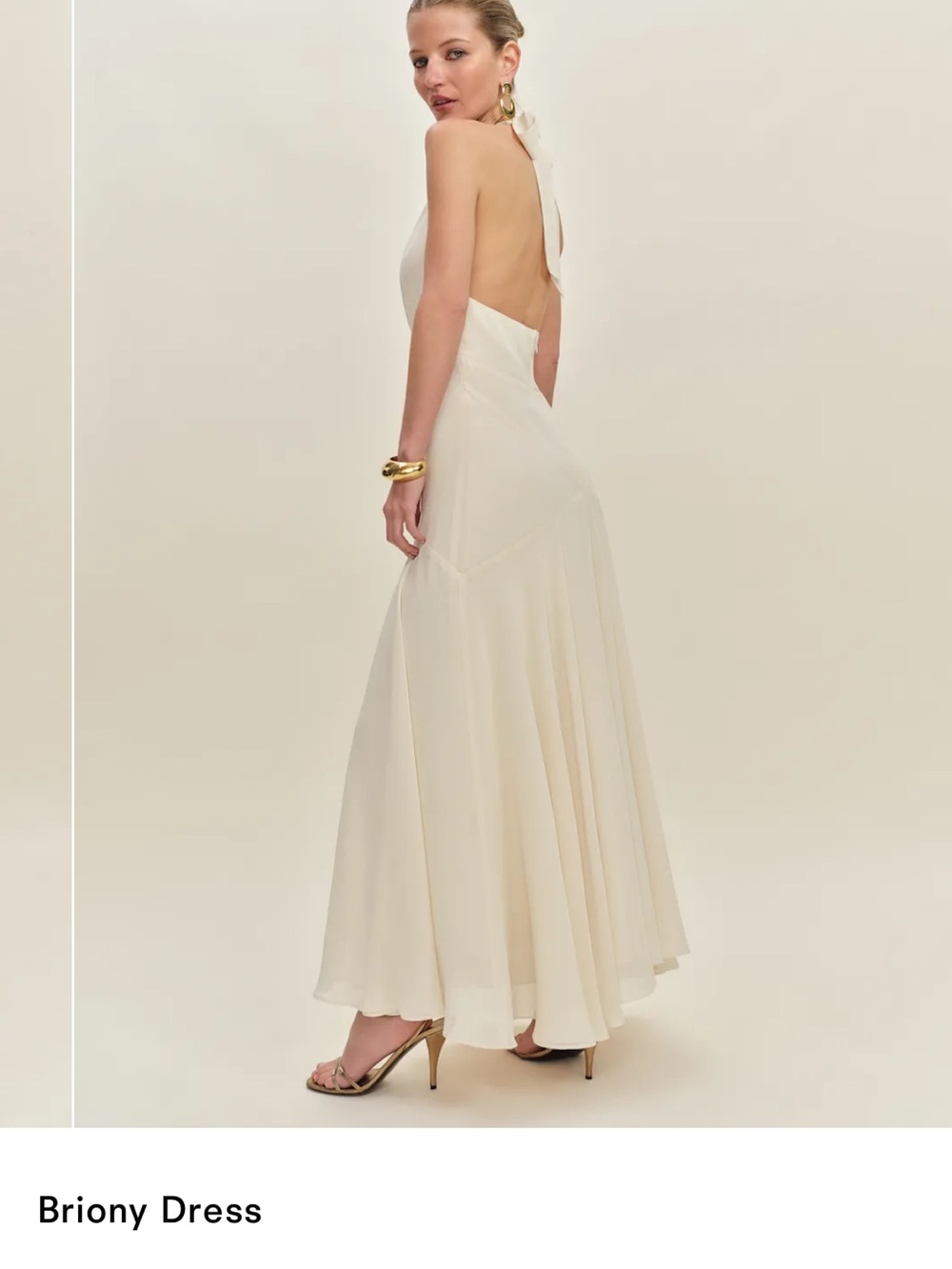 NWOT Reformation Briony Cream Halter Tie-Back Maxi Dress *Never Used* - Picture 4 of 7